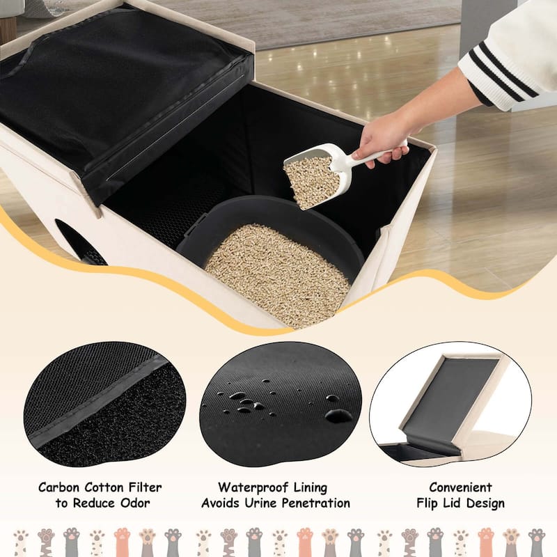 Costway Cat Litter Box Enclosure Hidden Furniture Cat Washroom Shoe - See Details