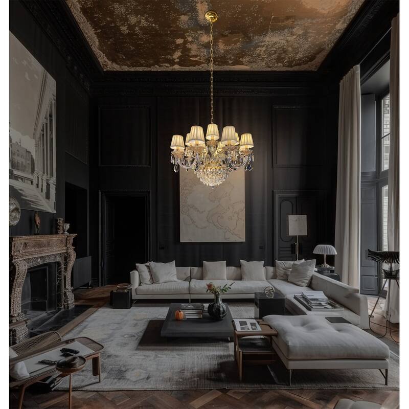 Vintage Crystal Chandelier Gold Pendant Chandelier 19 Lights