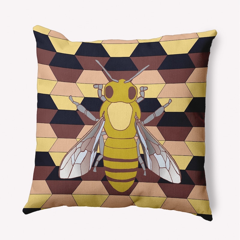 Bee and Comb Decorative Throw Pillow - 20" x 20" - Hoisin