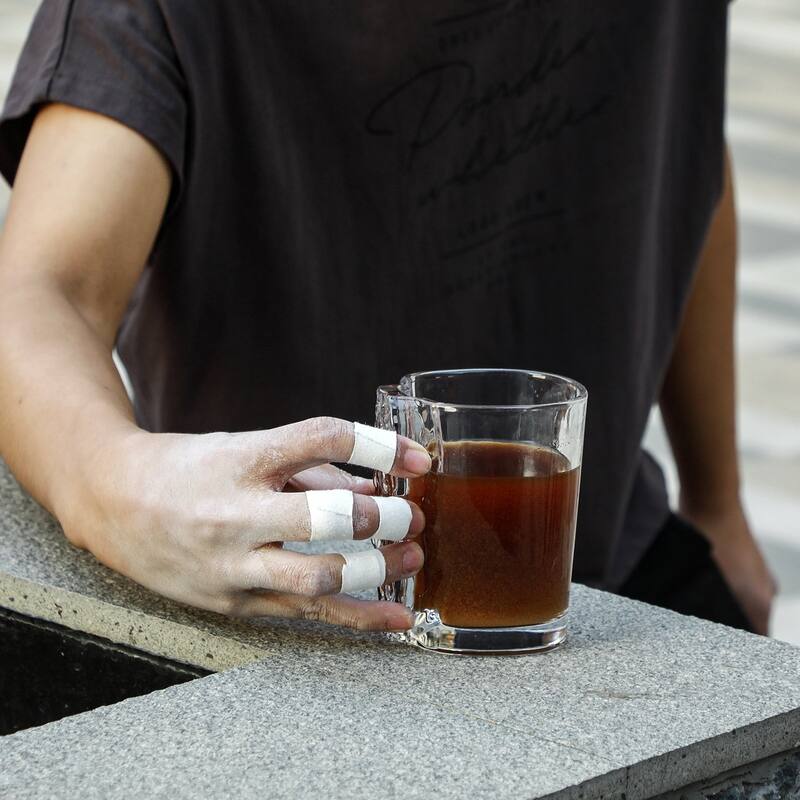 13.3 oz Climbing-Inspired Glass Mug with Rock Crimp Pinch Grip Cup and Dishwasher Safe