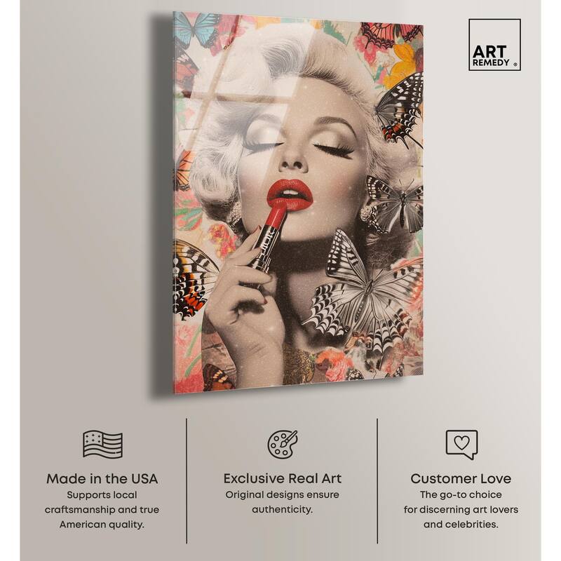 Iconic Lady Butterfly Collage Acrylic by Art Remedy, Ready to Hang