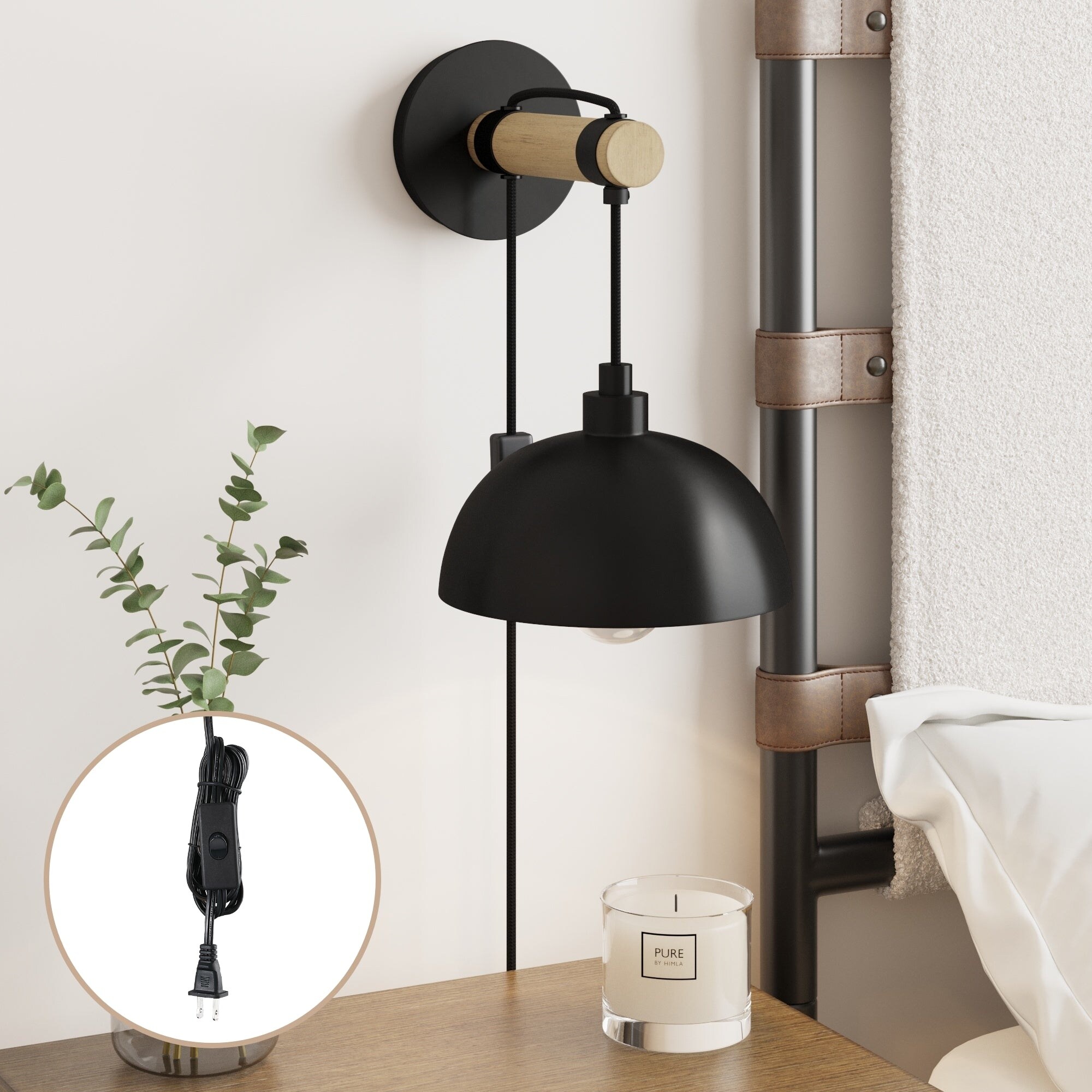 Plug in reading light with sales wall mount