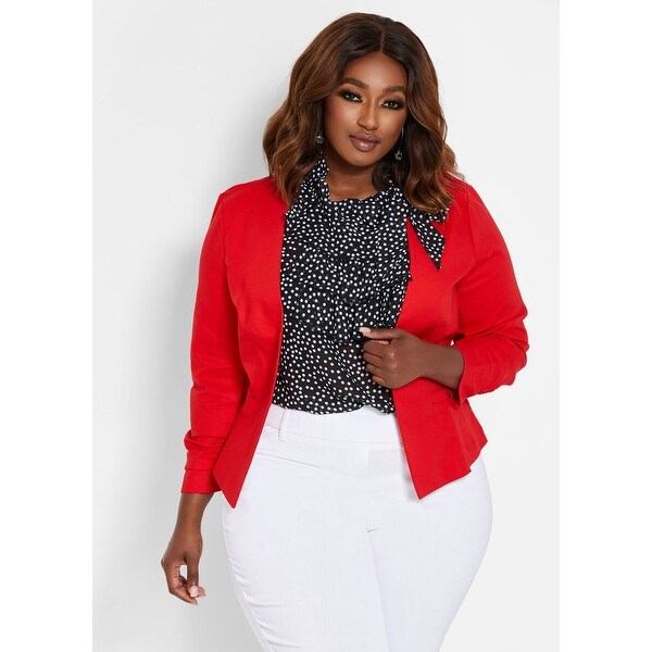 Shop Ashley Stewart Ruched Sleeve Blazer Red 12 On Sale Free Shipping On Orders Over 45 Overstock 28379767