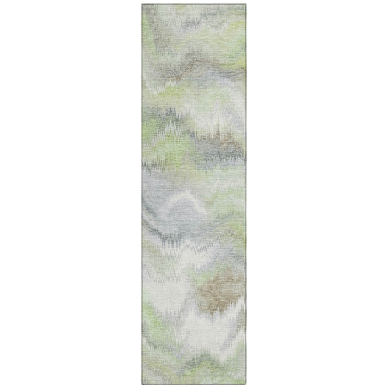 Machine Washable Indoor/ Outdoor Abstract Watercolor Chantille Rug