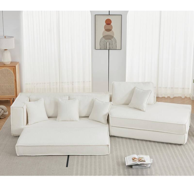 Convertible Folding Sofa Bed with Pillow, Velvet Floor Sleeper Couch for Living Room, Space-Saving Gaming Chair Mattress