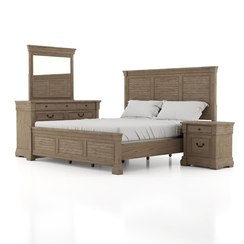 Furniture of America Wacine 4-Piece Weathered Grey Wood Panel Bedroom Set