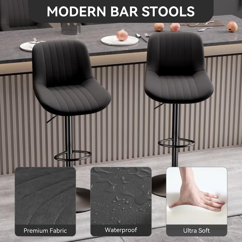 Set of 2 Adjustable Counter Height Swivel Bar Chairs
