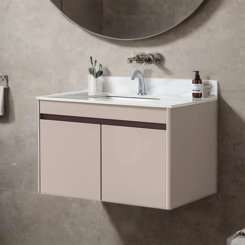 37" Bathroom Marble Undermount Vanity Top with 4" Height Backsplash