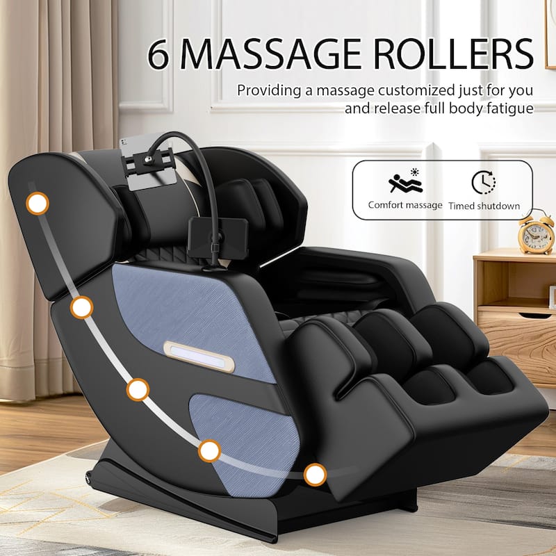Luxury Zero Gravity Full-Body Massage Chair with Heating, Bluetooth Audio, and Foot Rollers - Home Relaxation Recliner
