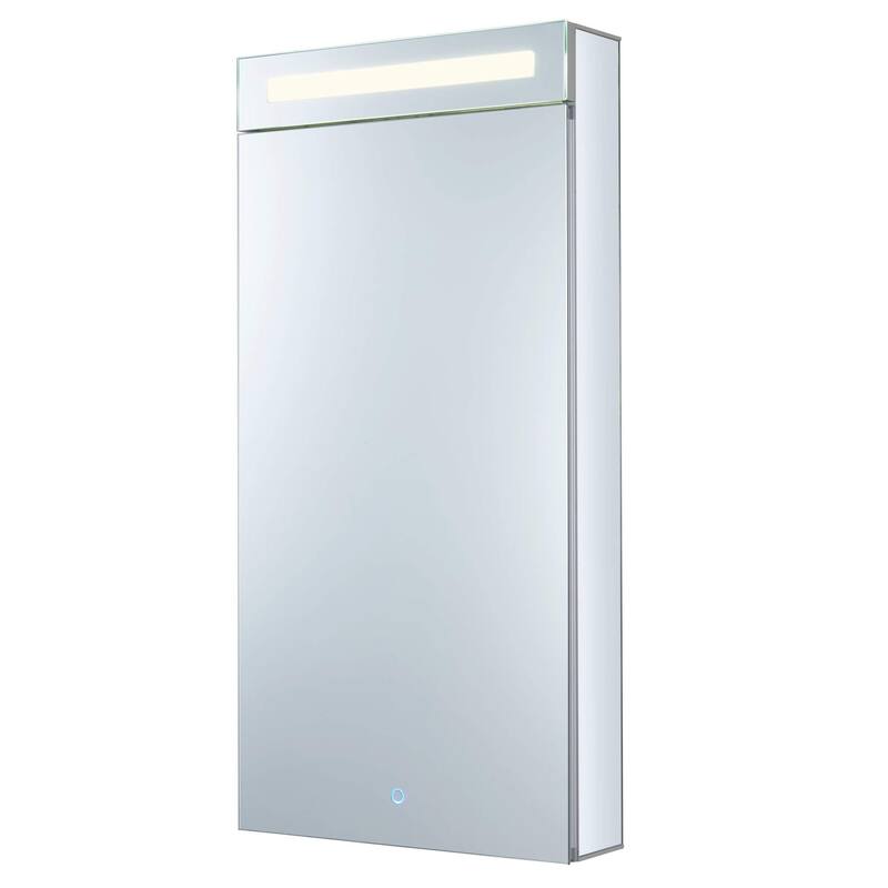 Bathroom Medicine Cabinet, Aluminum, Recessed/Surface Mount, Mirrored Interior w/LED - 20 x 40 - Left Hand