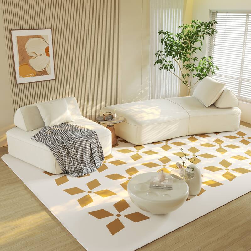 GDFStudio - Modern 139" Oversized Chenille Upholstered Modular Deep Seat Sectional Sofa with Removable Backrests & Soft Pillows