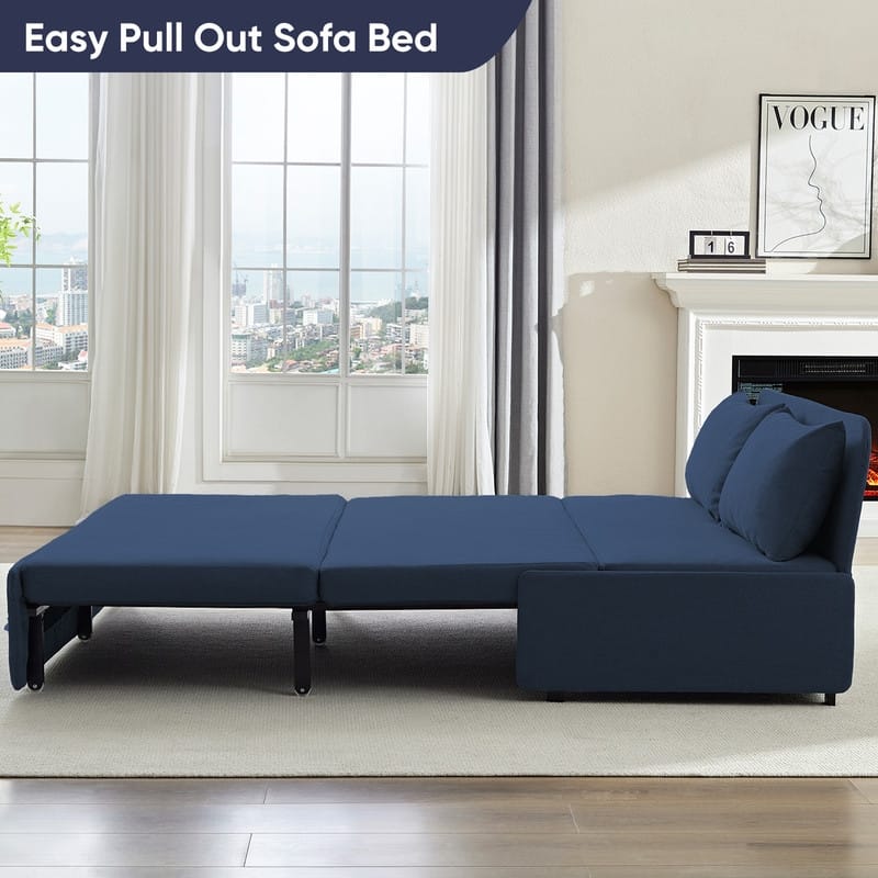 Mixoy Full/Queen Size Sofa Bed,2 in 1 Convertible Linen 1-Seater/Loveseat Sleeper Sofa Couch with Cushions