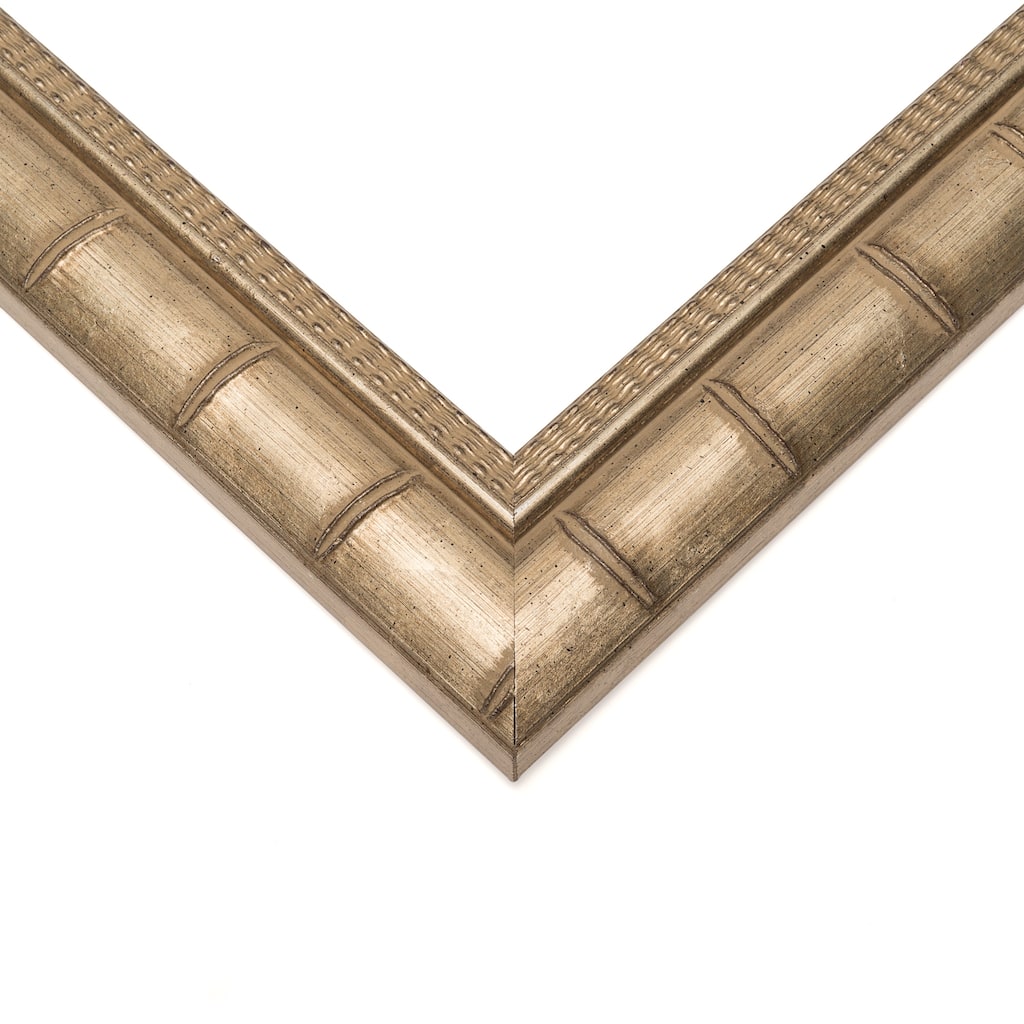 10x15 Silver Modern Bamboo Picture Frame - UV Acrylic, Foam Board Backing, Hanging Hardware