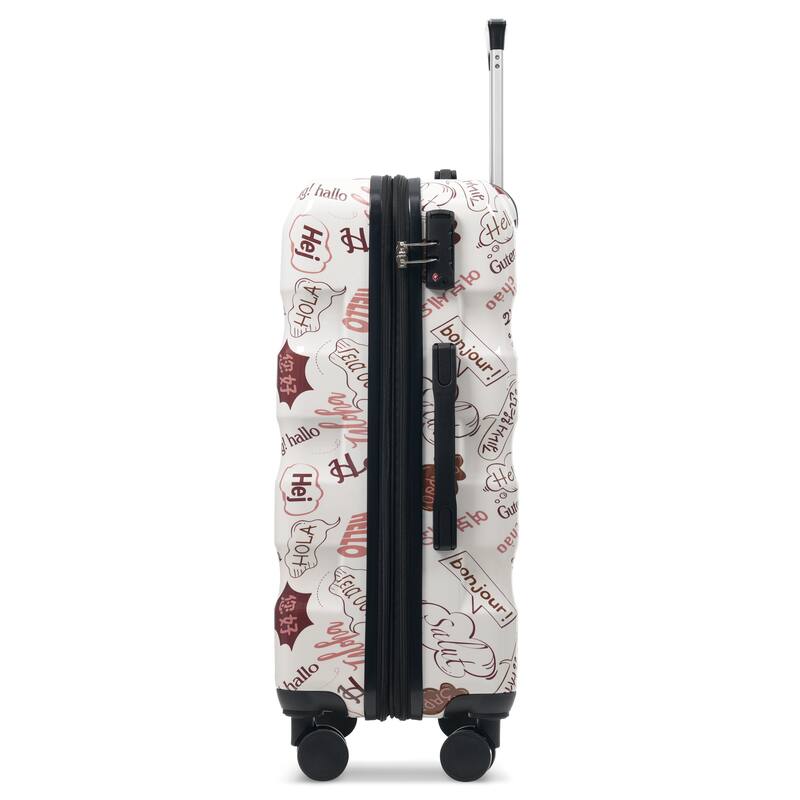 24 Inch Expandable Checked Luggage, Lightweight Glossy Hardshell Travel Suitcase with Spinner Wheels, TSA Lock