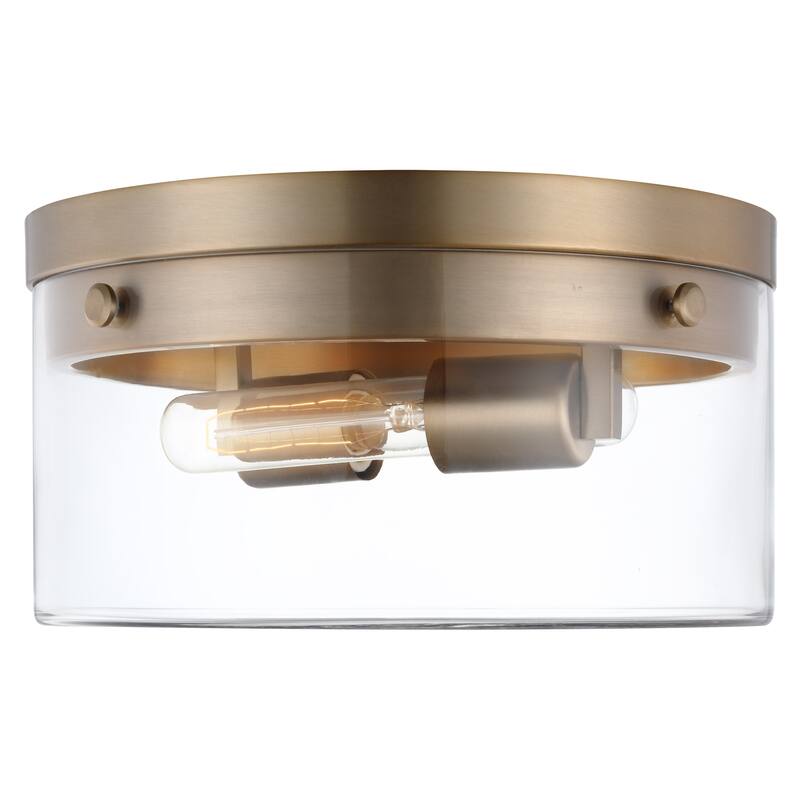 Intersection - Medium Flush Mount Fixture - Burnished Brass with Clear Glass