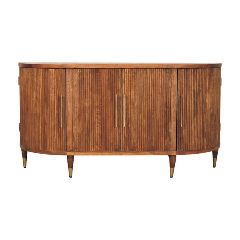 Artisan Furniture Solid Wood Ravello Curved 4-Door Sideboard, Brown with 3-Doors