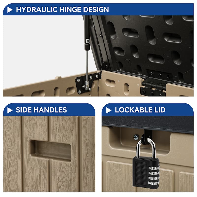 90 Gallons Water Resistant Resin Lockable Deck Box