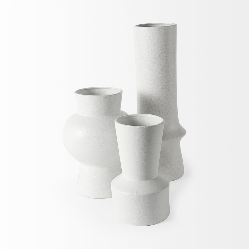 White Contempo Deco Ceramic Vase