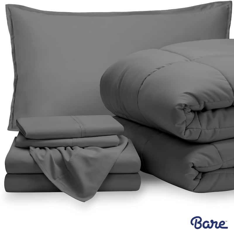 Bare Home Bed-in-a-Bag Down Alternative Comforter & Sheet Set - Grey/Grey - Twin