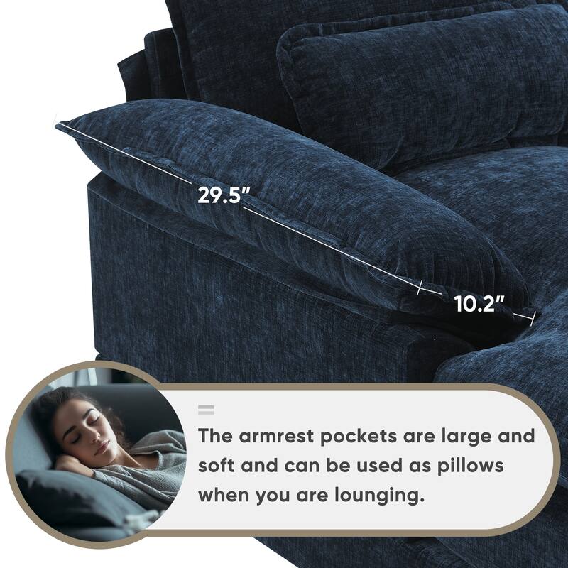 123" Chenille U-Shaped Sectional Sofa with Console & USB Charger