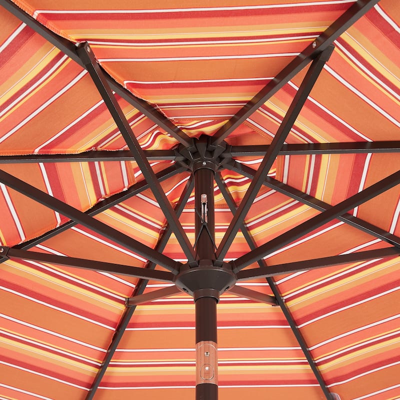 9Ft Striped Market Umbrella with Sunbrella Fabric Outdoor Umbrella