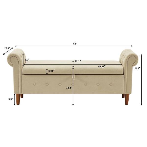 Beige Multifunctional Storage Rectangular Sofa Stool - Bed Bath ...