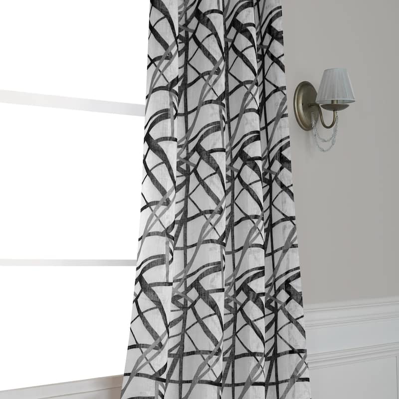Exclusive Fabrics Matrix Printed Faux Linen Sheer Curtain (1 Panel)