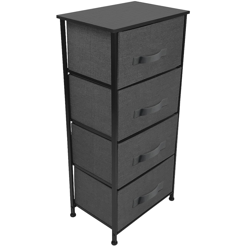 4 Drawer Bedside Nightstand Chest Tower Bedroom Dresser Assorted Colors - Black