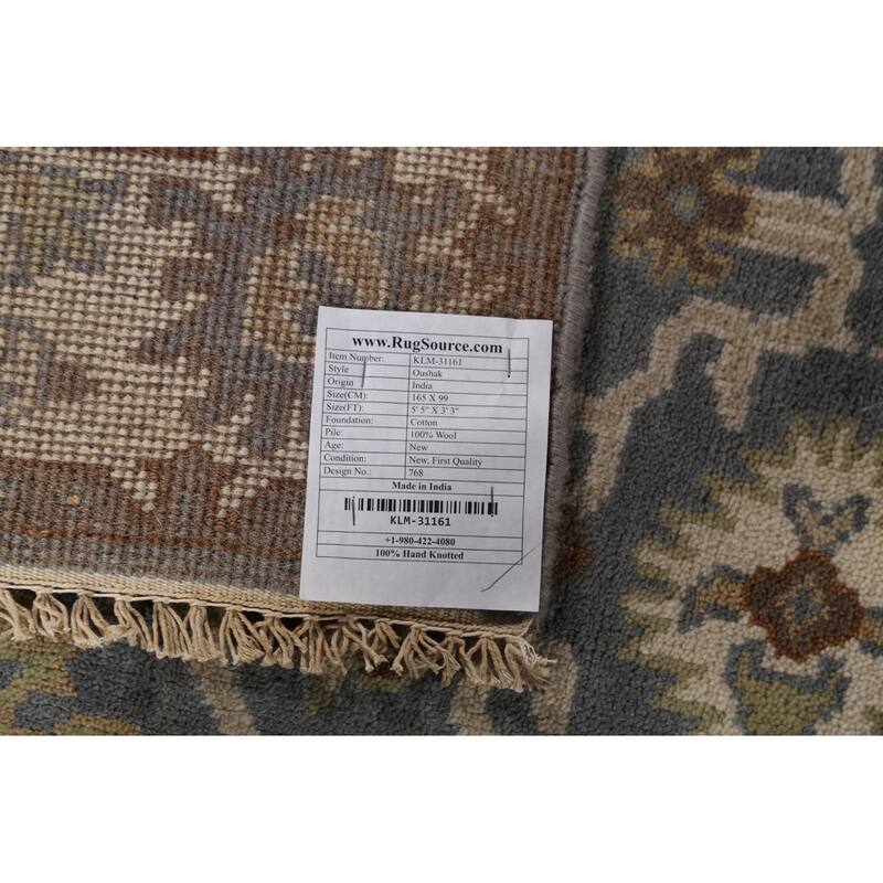 All-Over Oushak Indian Accent Rug Handmade Wool Carpet - 3'3"x 5'5"