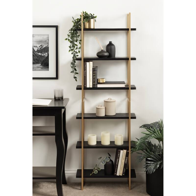 Kate and Laurel Leigh Wood and Metal Wall Shelf