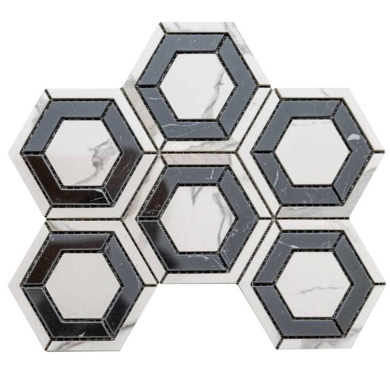 The Tile Life Stately Geo Hex 9x11 Calacatta Porcelain Floor & Wall Tile