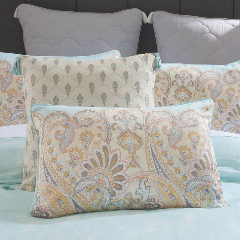 Puri Reversible Percale Cotton Comforter Set Light Blue - Heirlooms of India