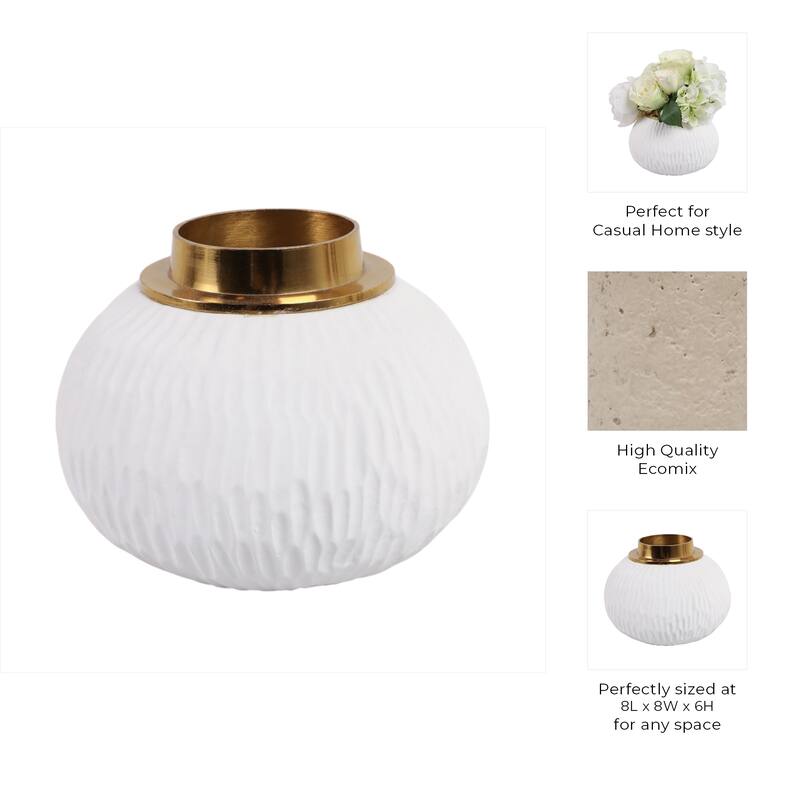 Pottery Metal Vase Earthenware Handcrafted Tapered Textured Surface