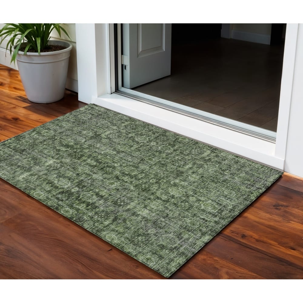 HomeRoots Damask Transitional Rectangle Outdoor Rug