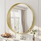 preview thumbnail 35 of 61, Round Tempered Glass and Metal Framed French Cleat Mounted Wall Bathroom / Vanity Mirror 32" x 32" - Gold