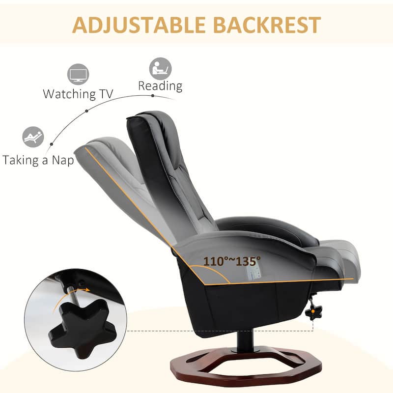 HOMCOM Massage Recliner with Ottoman, Electric Faux Leather Recliner