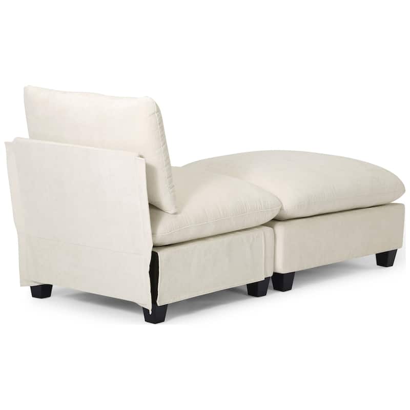 Lucca Chenille Upholstered Single Sofa Chair with Ottoman