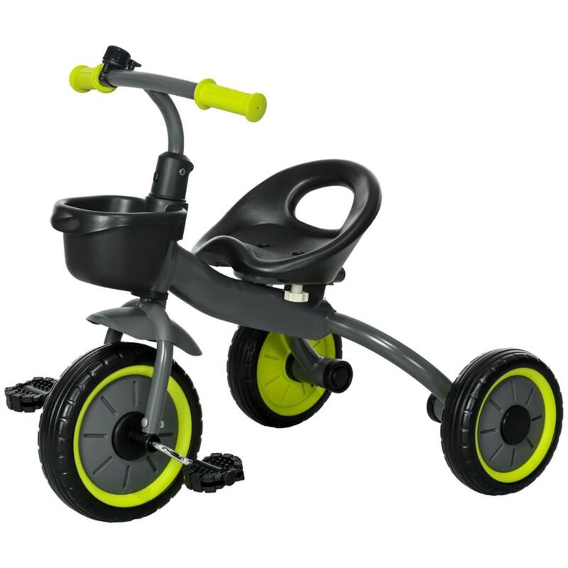 Kids Tricycle with Adjustable Seat Belt and Storage Basket Pedal Trike for Boys and Girls - 31.5" L x 19" W x 24.75" H