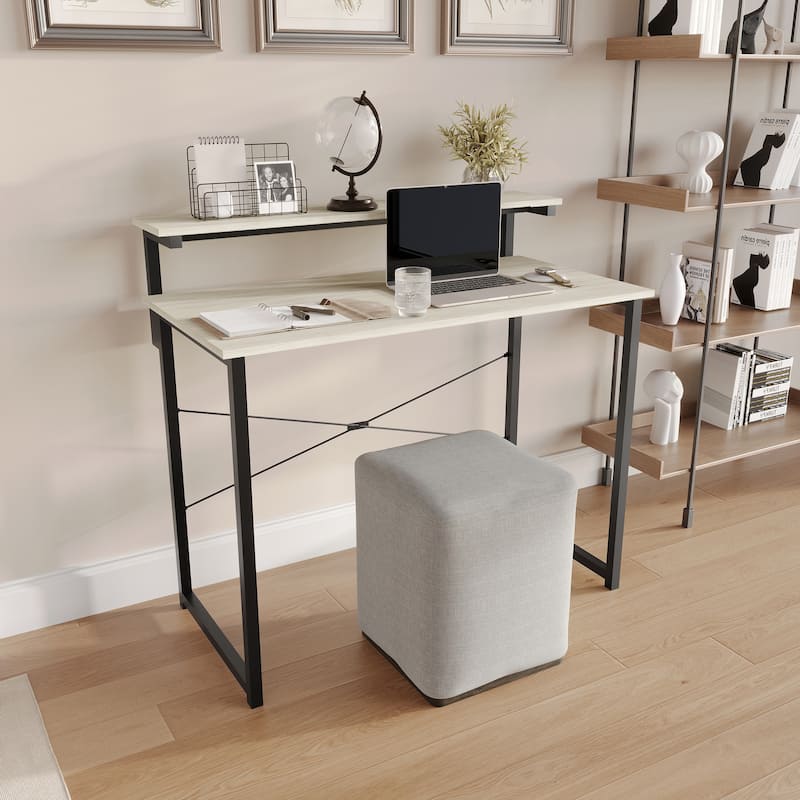 CraftPorch Minimalist 39-Inch Metal Computer Desk With Shelf