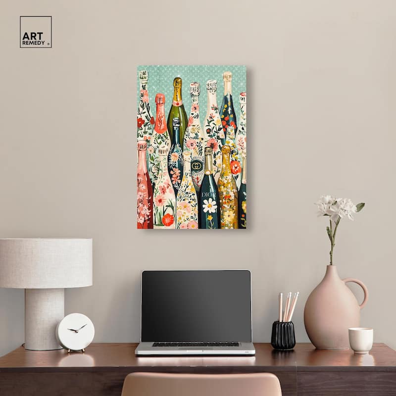 Floral Collection Bottles Canvas by Art Remedy, Gallery Wrapped