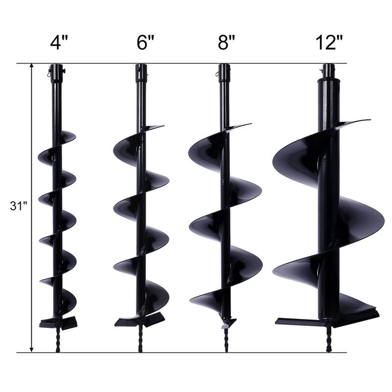 4 Piece Steel Hole Digger Replacement Auger Bits,4"+6"+8"+12"