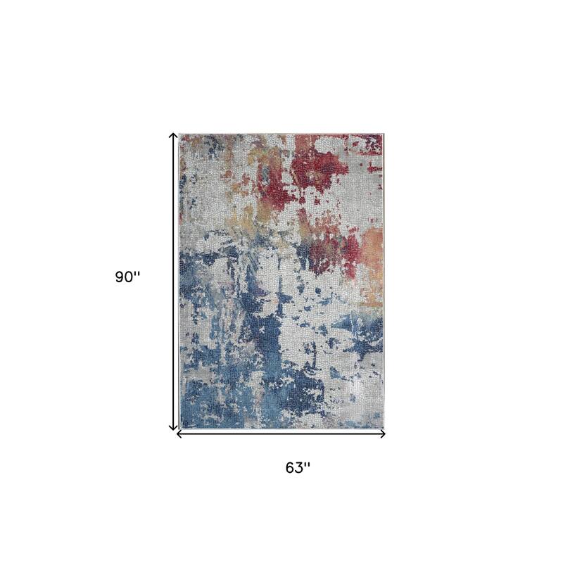 Jadej Power Loomed Distressed Abstract Modern Non Skid Area Rug By HomeRoots - 90' X '63' X '0.5