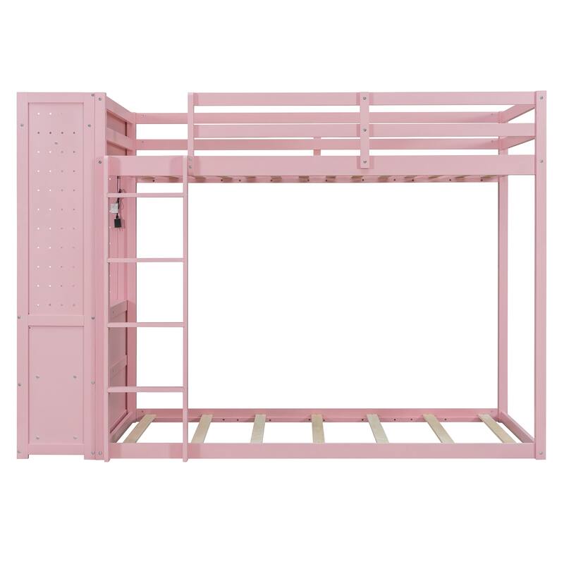 Twin Bunk Bed with Storage, Shelves, and LED Light Strip by Harper&Bright Designs