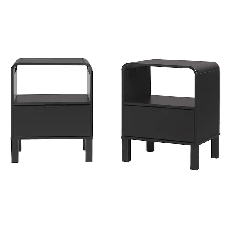 Middlebrook Designs Minimalist Curved-Top Nightstand (Set of 2) - Black