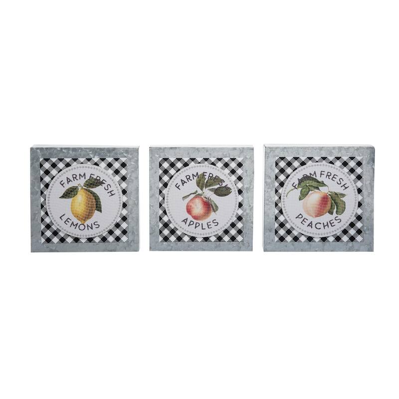 Transpac Metal Fruits Box Decor Set of 3 Spring Home Decorations