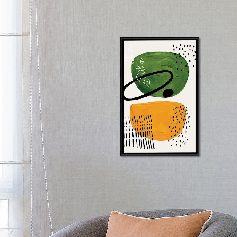 iCanvas "Mid Century Olive Ochre" by EnShape Framed
