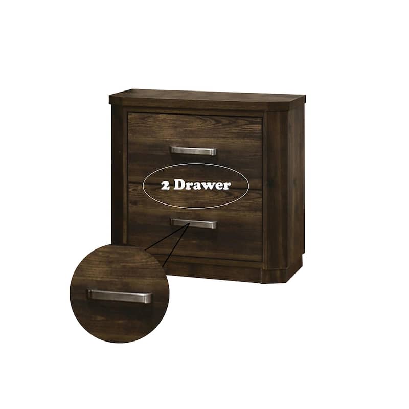 Wooden Nightstand in Rustic Walnut with English Dovetail Drawers, Undermount Metal Glide, and Safety Stop