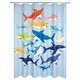 preview thumbnail 1 of 3, Colorful Sharks Shower Curtain - Multi - 70x72