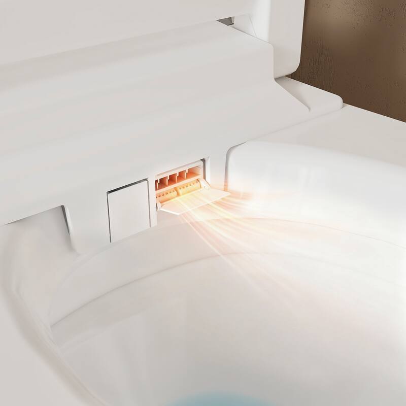 Smart Toilet with Heated Seat, Warm Air Dry, Foot Flush, Bidet Washing Night Light, Built-in Water Tank Electronic