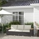 preview thumbnail 18 of 24, Outsunny 3-Seat Patio Sofa with Cushions, PE Rattan Outdoor Couch with Wood Grain Wide Armrests for Porch Brown